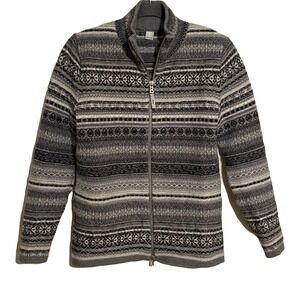 Bogner‎ Fire and Ice Wool Nordic Fair Isle Zip Up Sweater Jacket Medium Large